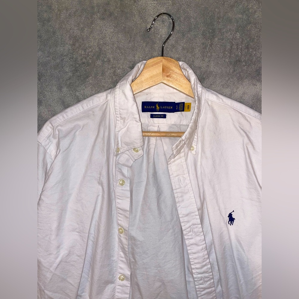 Ralph Lauren Preppy White Button Down, Classic Fit, Large